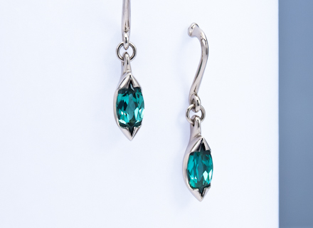 Floral white gold earrings with marquise tourmalines