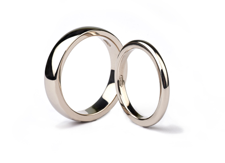 Fairtrade white gold wedding rings