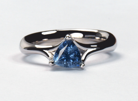 Sapphire trillion Winter Meadow ring in platinum